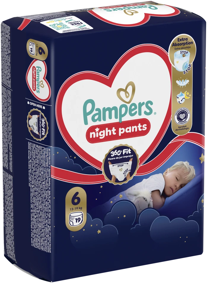 Pampers Naktinės Sauskelnės-Kelnaitės, 6, 19 Sauskelnės