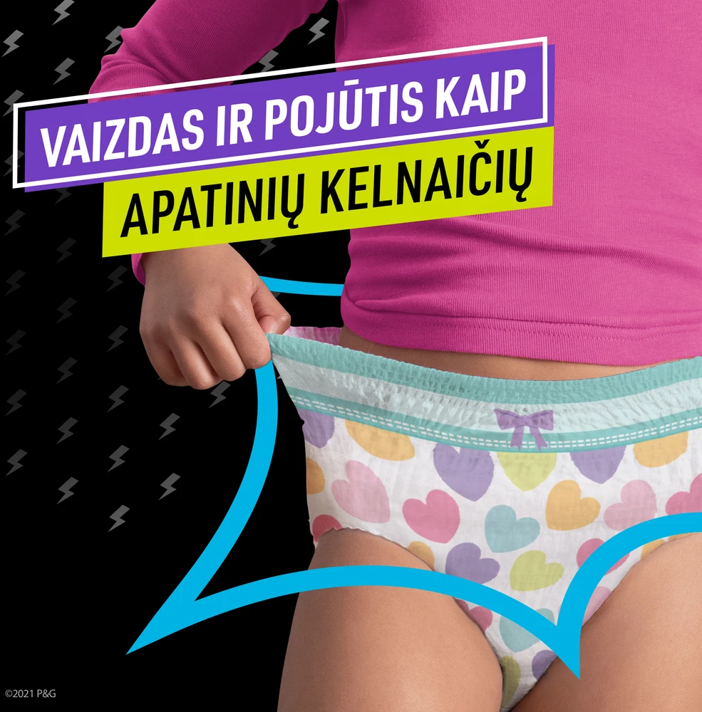 Pampers Ninjamas Pižaminės Kelnaitės Heart, 54 Sauskelnės, 27-43 kg