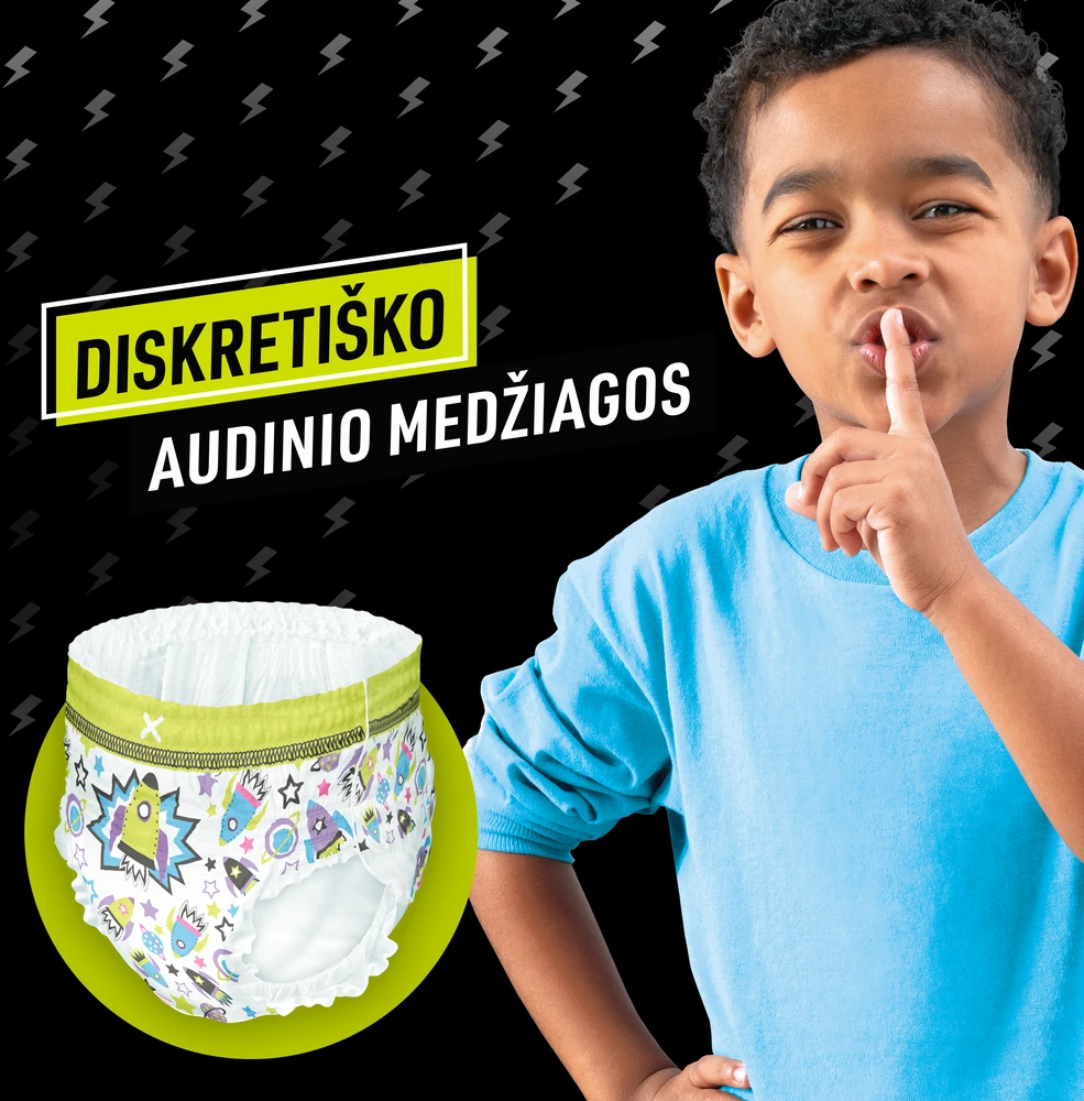 Pampers Ninjamas Pižaminės Kelnaitės Space, 54 Sauskelnės, 27-43 kg