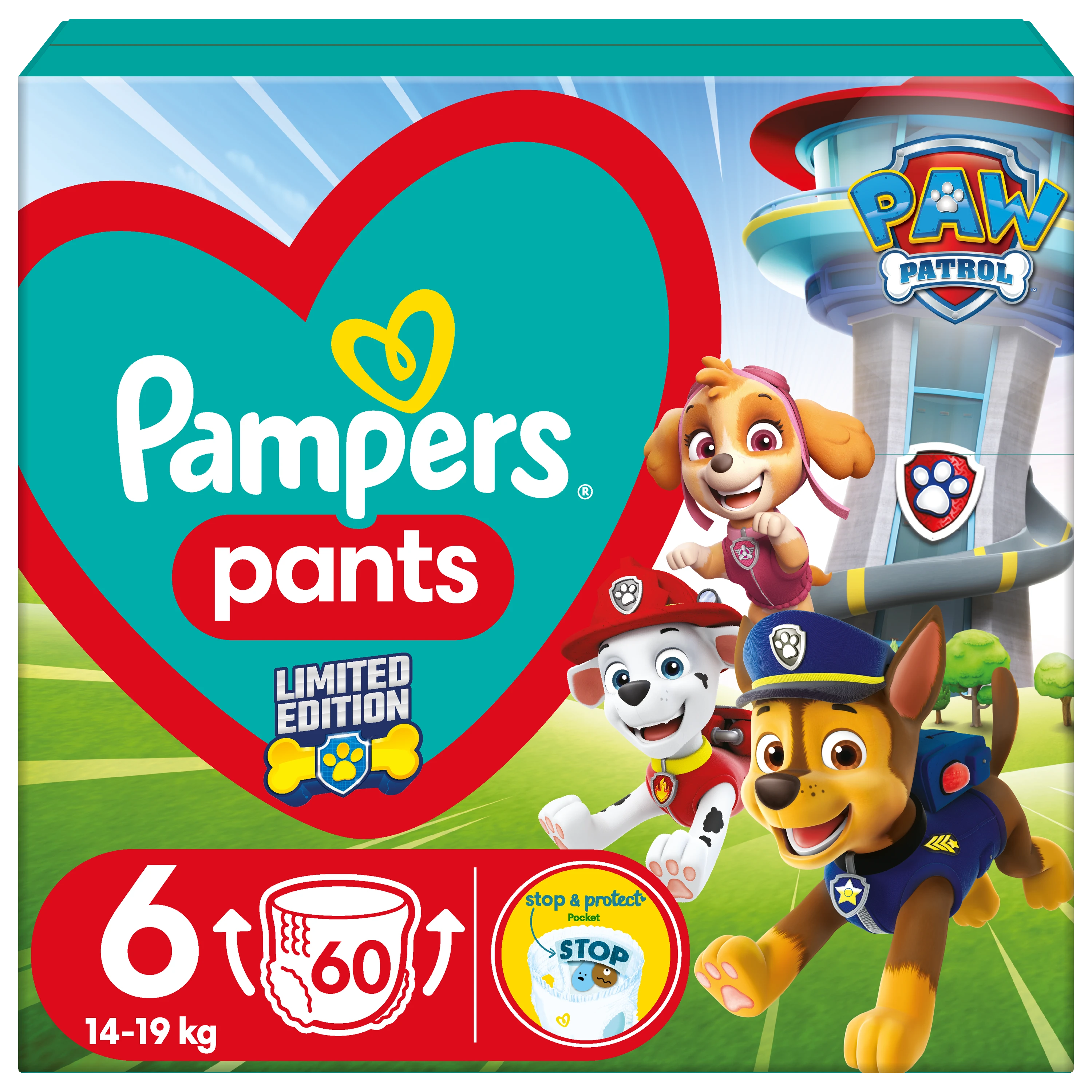 Pampers Active Baby Pants Sauskelnės-Kelnaitės - Šunyčių patrulių leidimo, 6 dydis, 14-19kg, 60 vnt.