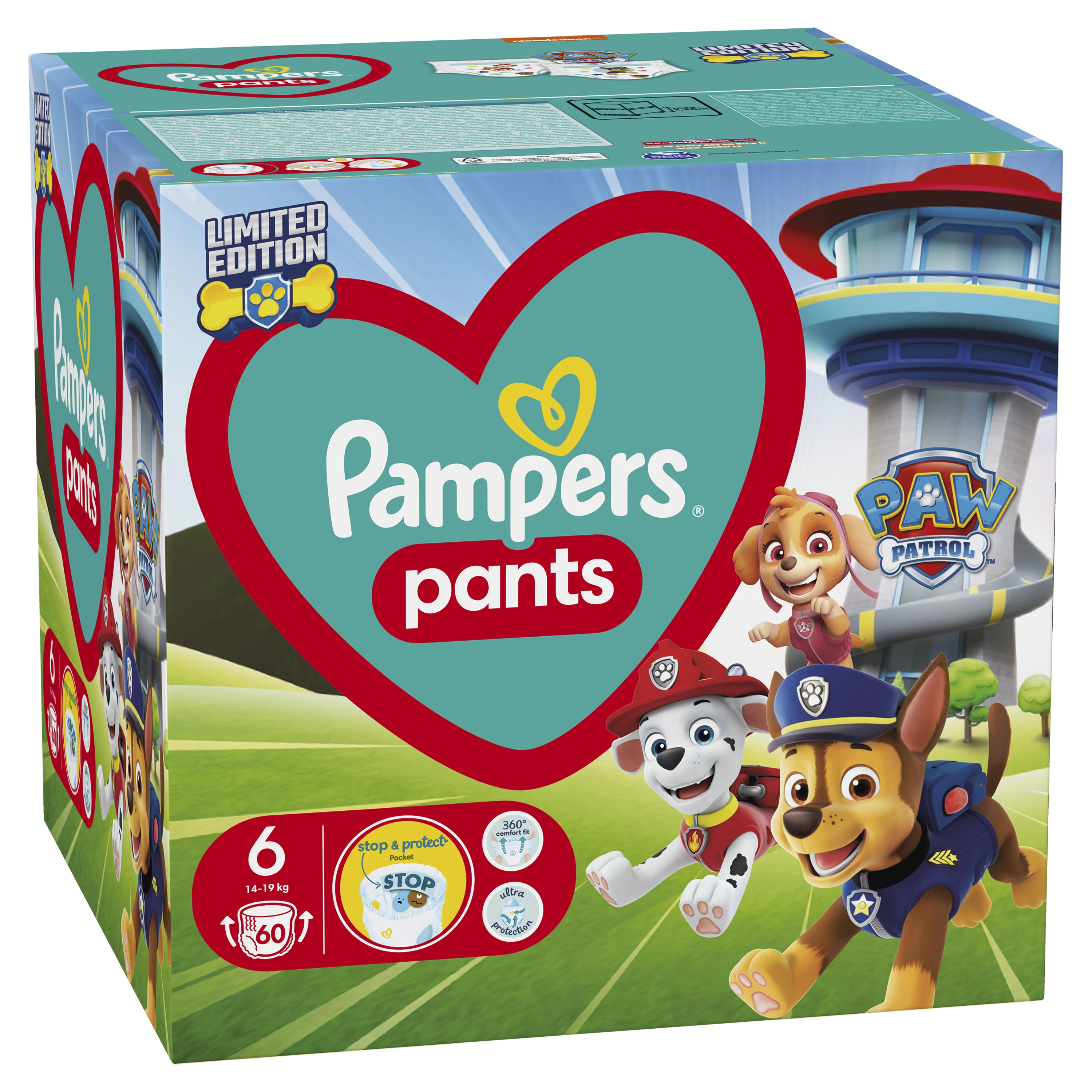 Pampers Active Baby Pants Sauskelnės-Kelnaitės - Šunyčių patrulių leidimo, 6 dydis, 14-19kg, 60 vnt.