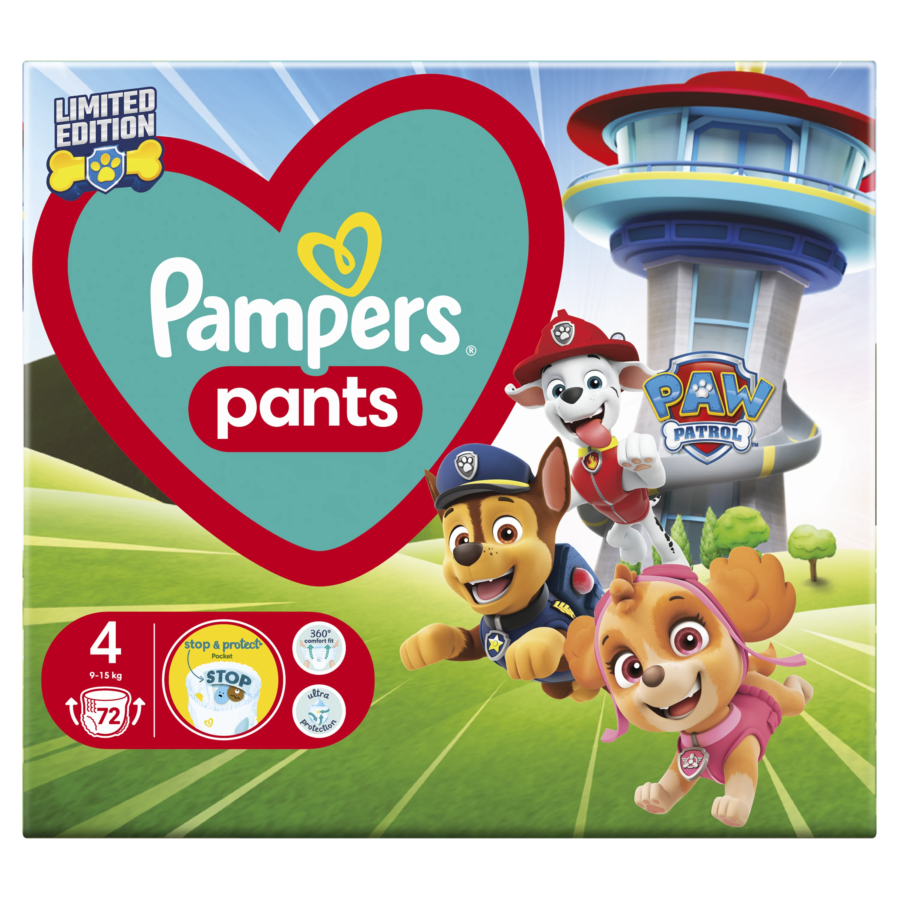 Pampers Active Baby Pants Sauskelnės-Kelnaitės - Šunyčių patrulių leidimo, 4 dydis, 9-15kg, 72 vnt.