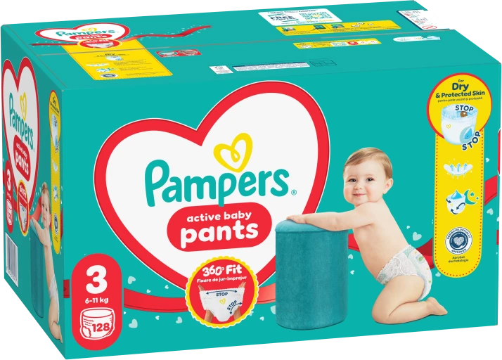 Sauskelnės - kelnaitės Pampers Pants 3 Dydis,  6-11kg, 128vnt.