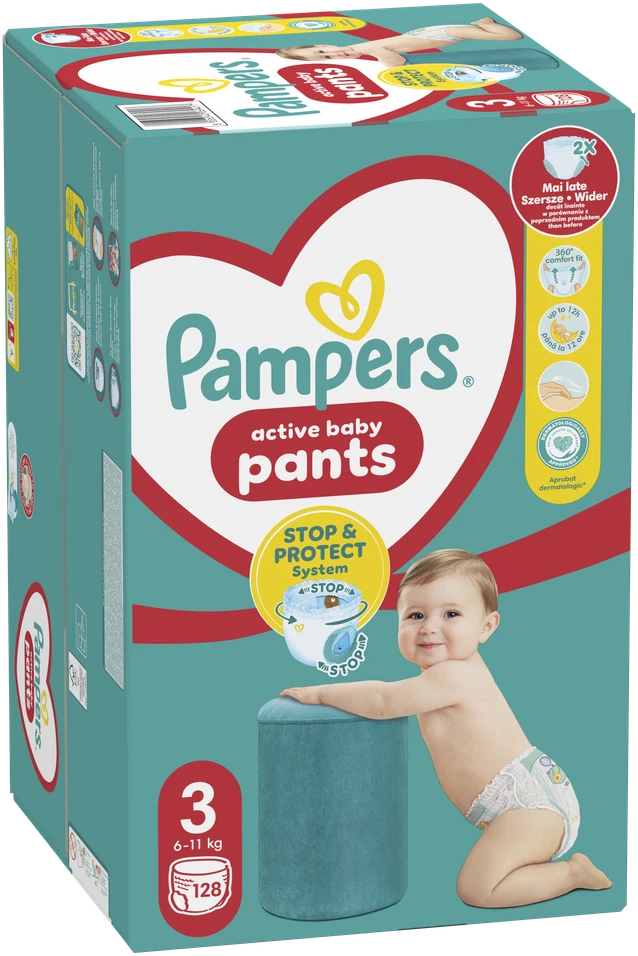 Sauskelnės - kelnaitės Pampers Pants 3 Dydis,  6-11kg, 128vnt.