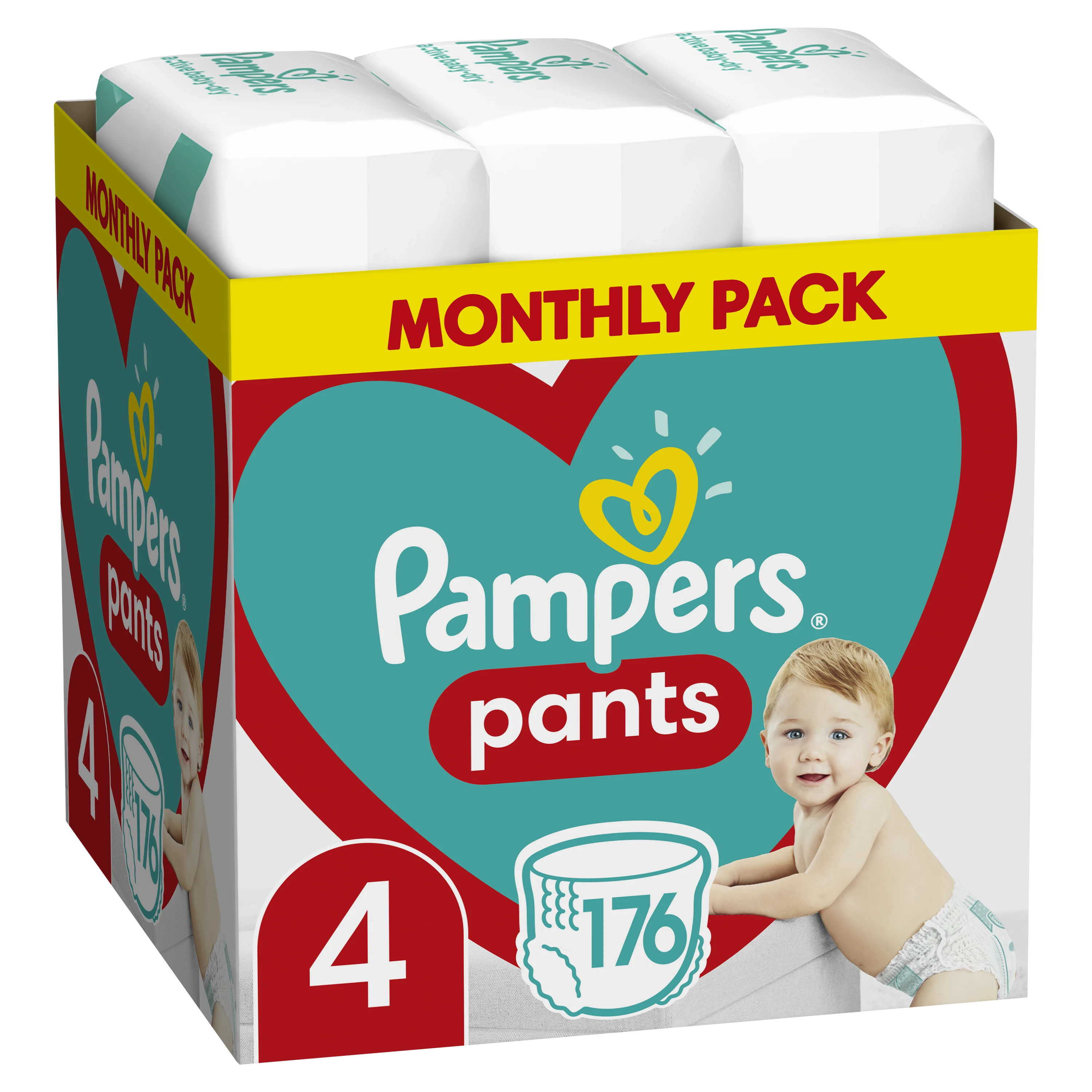 Sauskelnės-kelnaitės Pampers Pants, 4 Dydis, 9–15kg, 176 vnt.