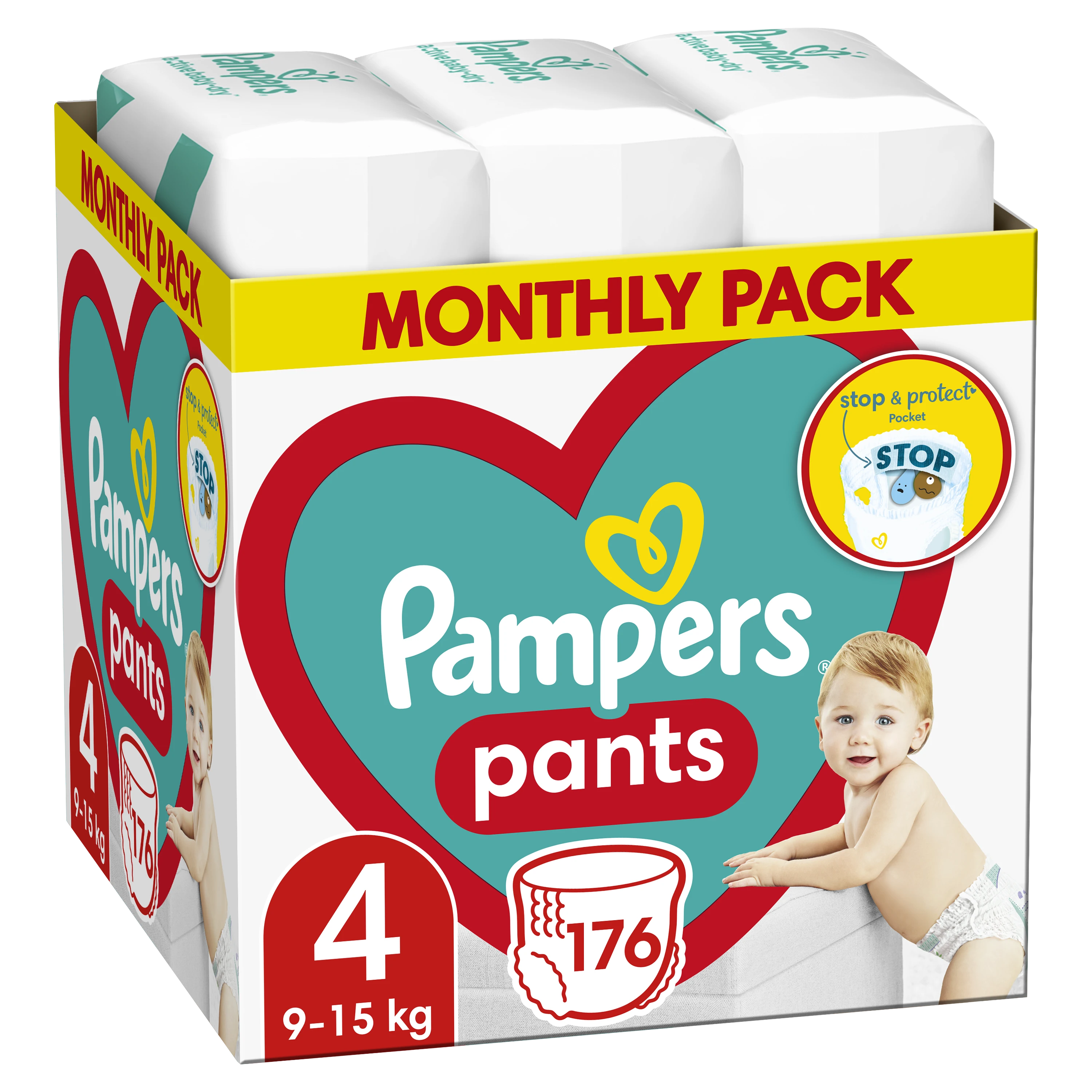 Sauskelnės-kelnaitės Pampers Pants, 4 Dydis, 9–15kg, 176 vnt.