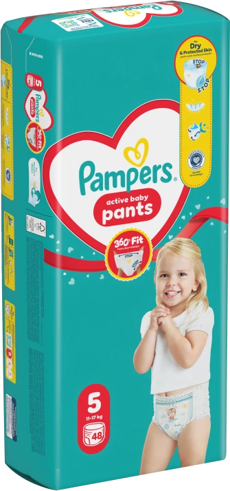 Pampers Active Baby Pants Sauskelnės-Kelnaitės, 5 Dydis, 48 Sauskelnės