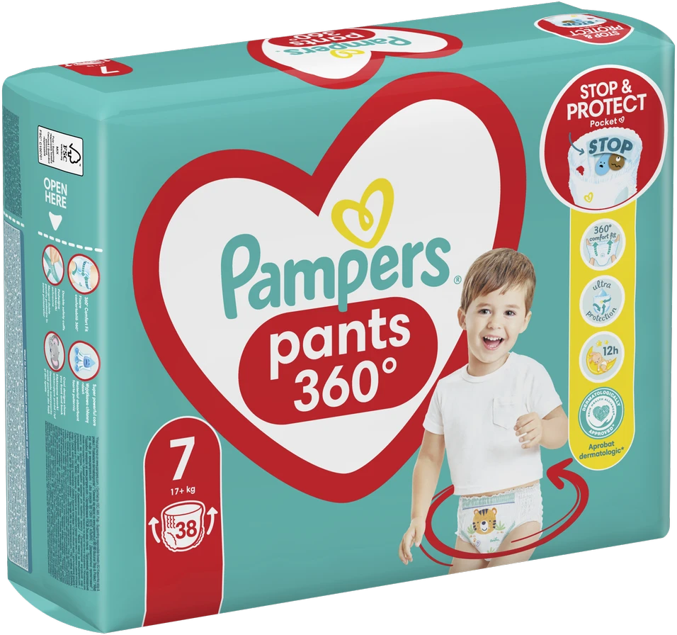 Pampers Active Baby Pants Sauskelnės-Kelnaitės, 7 Dydis, 38 Sauskelnės