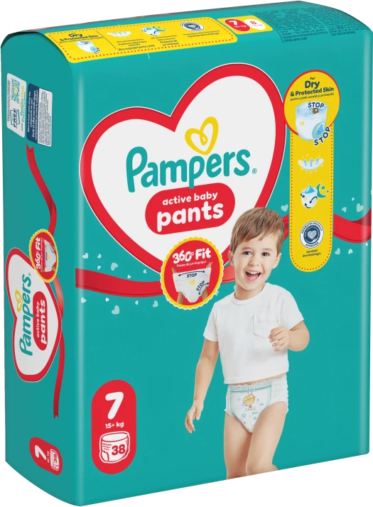 Pampers Active Baby Pants Sauskelnės-Kelnaitės, 7 Dydis, 38 Sauskelnės