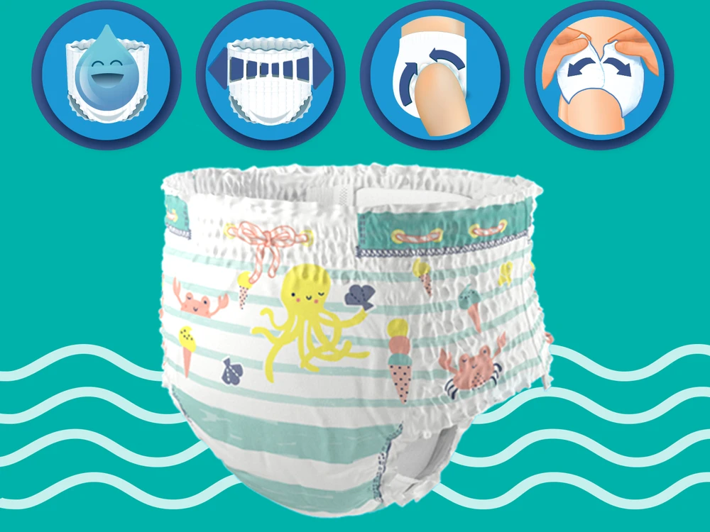 Sauskelnės-Kelnaitės PAMPERS Pants Splashers, 3 dydis 6 - 11 kg, 12 vnt.