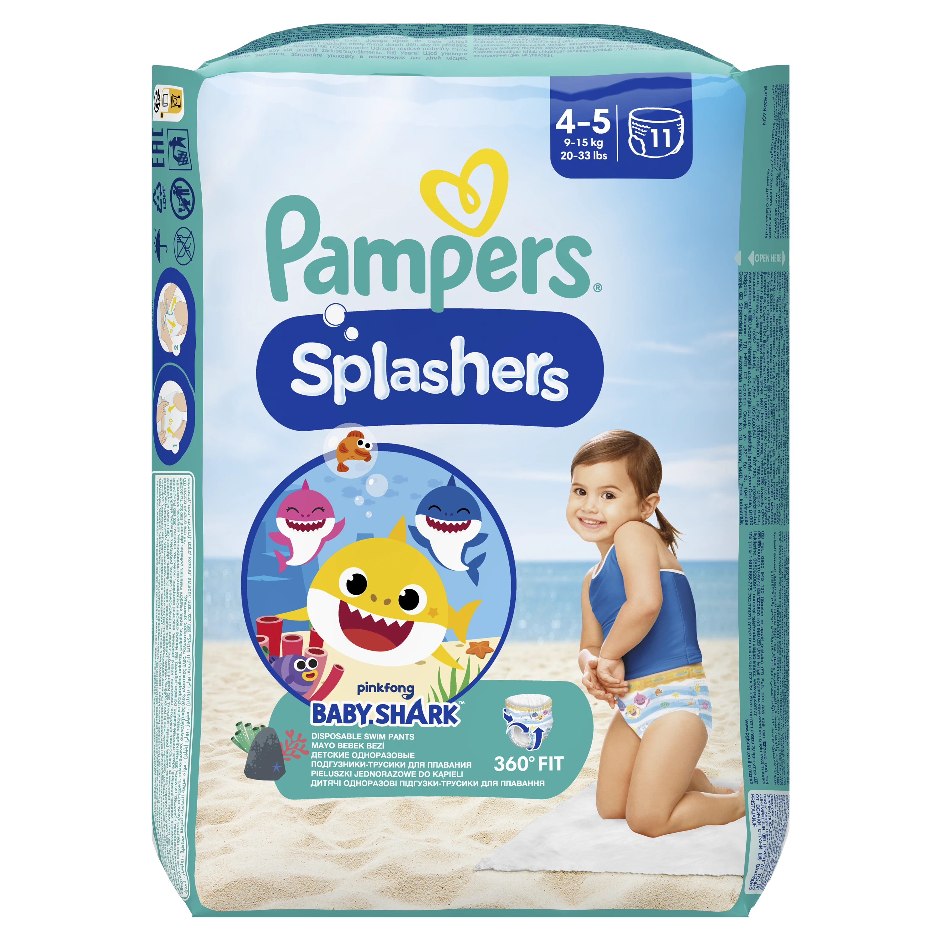 Sauskelnės PAMPERS Pants Splashers, 4 dydis 9 - 15 kg, 11 vnt.
