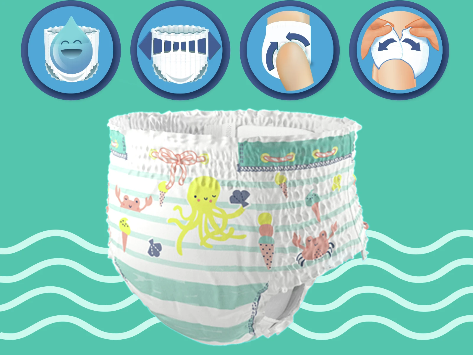 Sauskelnės PAMPERS Pants Splashers, 4 dydis 9 - 15 kg, 11 vnt.