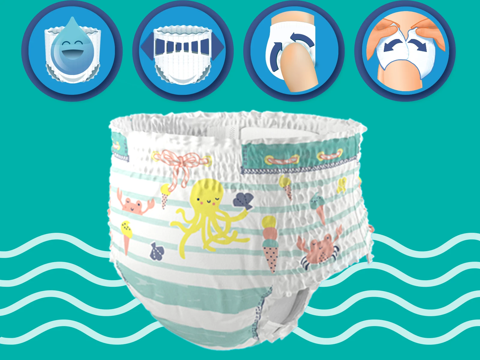 Sauskelnės-Kelnaitės PAMPERS Pants Splashers, 5 dydis 14+ kg, 10 vnt.