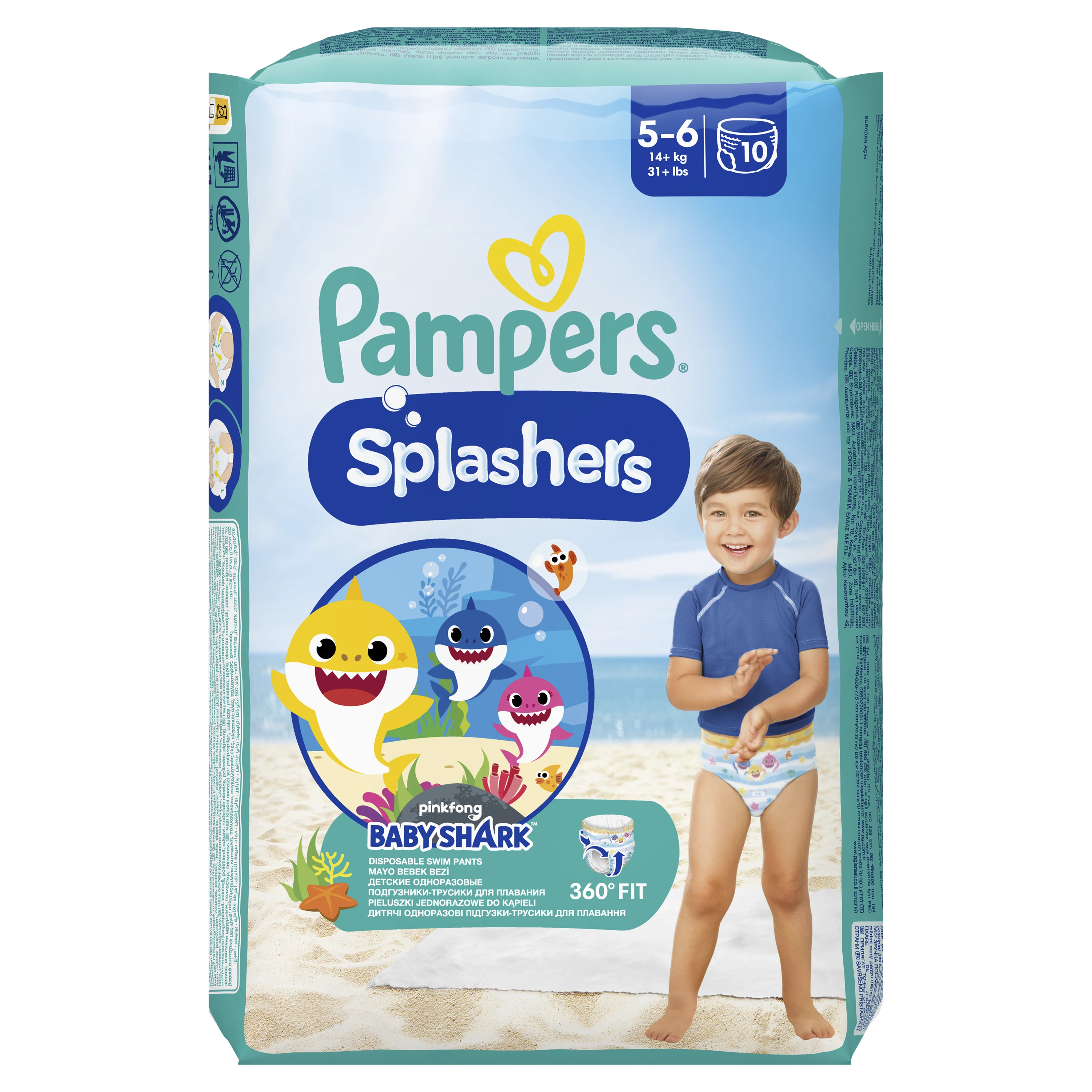 Sauskelnės-Kelnaitės PAMPERS Pants Splashers, 5 dydis 14+ kg, 10 vnt.