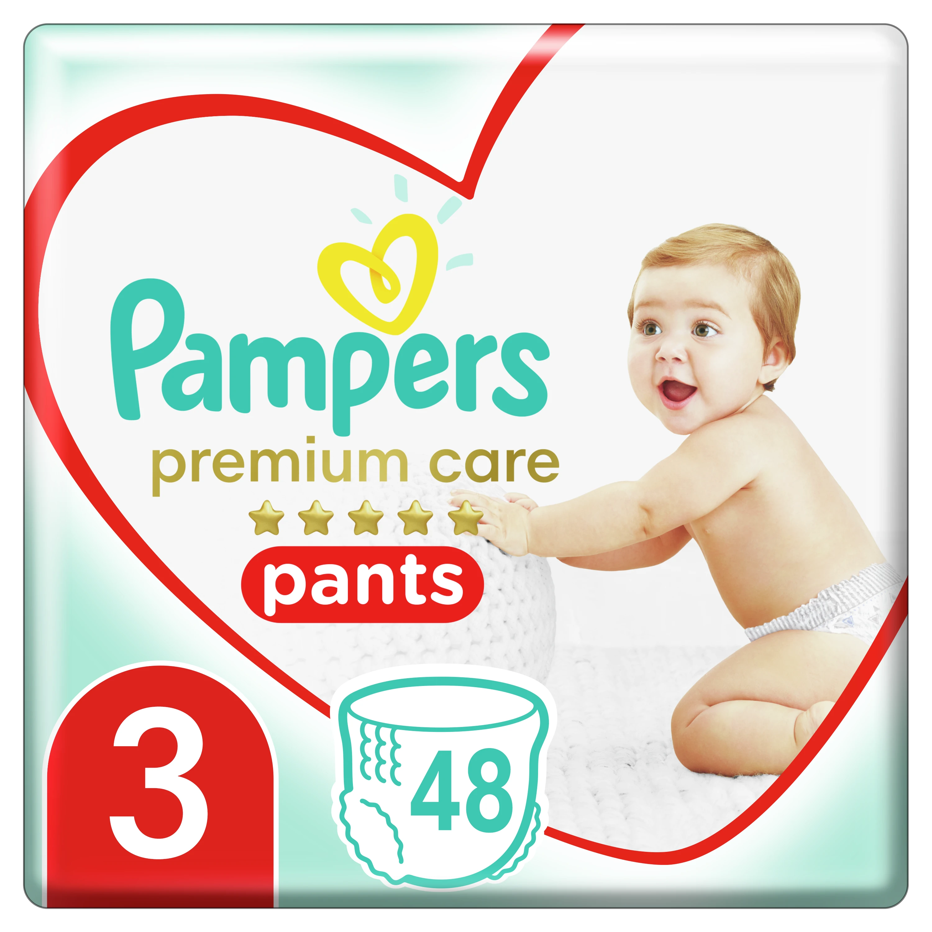 Sauskelnės-kelnaitės PAMPERS Premium Pants, Value Pack, 3 dydis, 48 vnt. aprašymas - Prekės nuotrauka