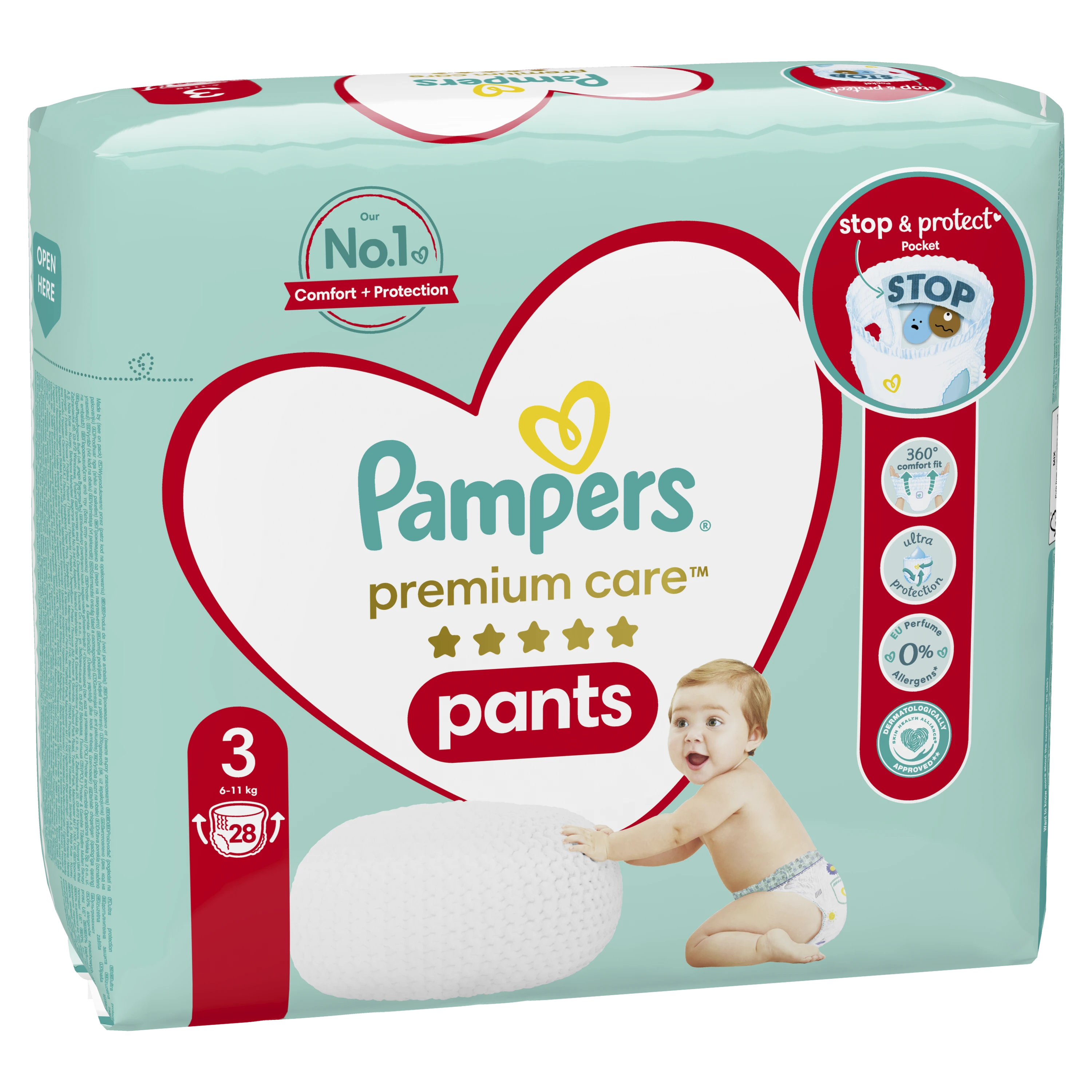 Pampers Premium Care 3 Dydžio Sauskelnės-Kelnaitės, 28 Kelnait., 6-11 kg