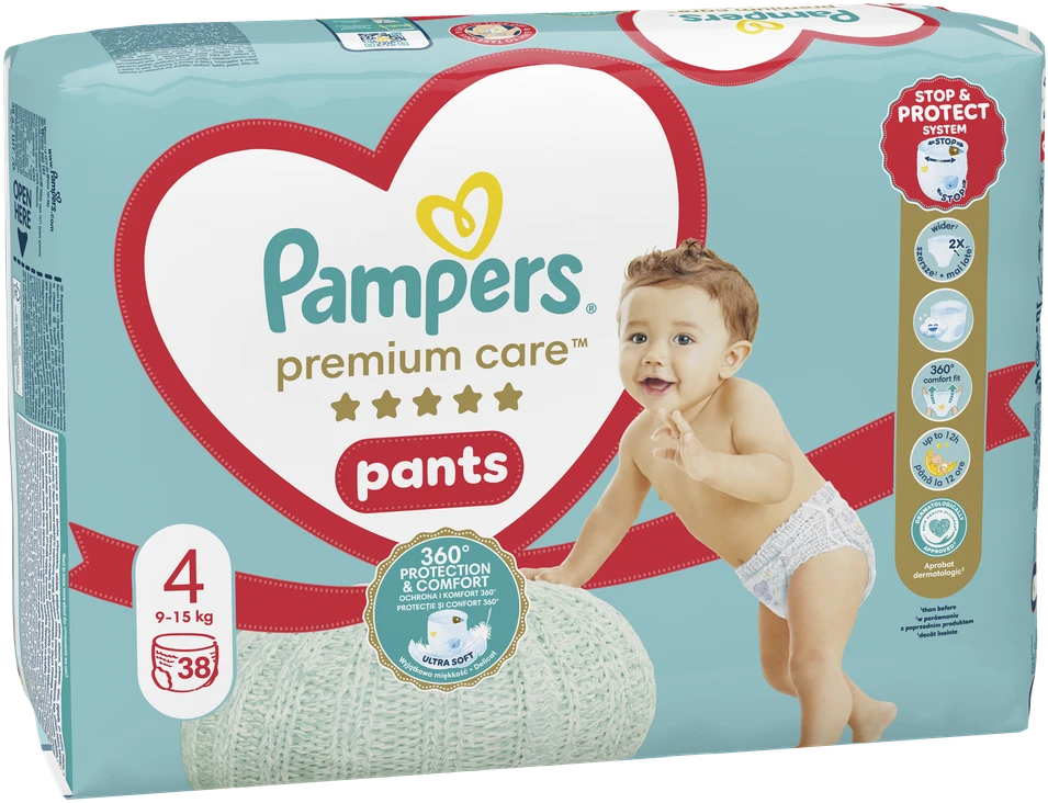 Sauskelnės-Kelnaitės PAMPERS Premium Pants, Value Pack,4 dydis, 38 vnt.