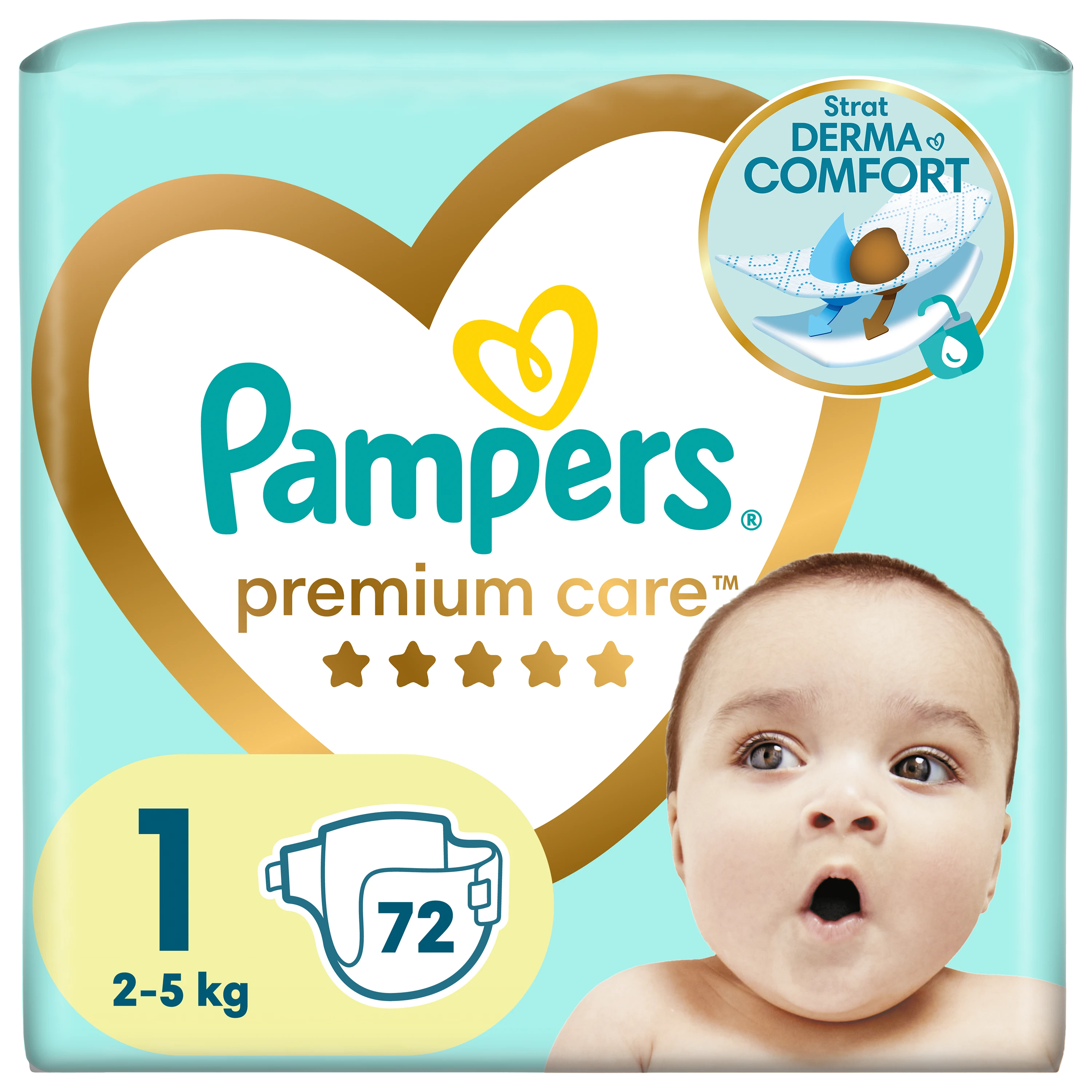 Pampers Premium Care Sauskelnės, 1 Dydis (Mini), 72 Sauskelnės, 2–5kg