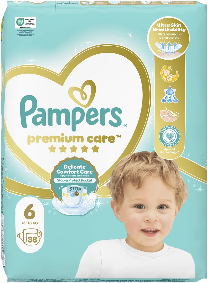 Sauskelnės PAMPERS Premium Care, Value Pack, 6 dydis (13kg+), 38 vnt.