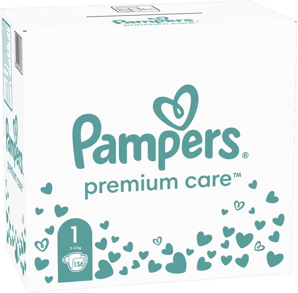 Pampers Premium Care Tape Sauskelnės, 1 Dydis, 156 vnt., 2–5 kg