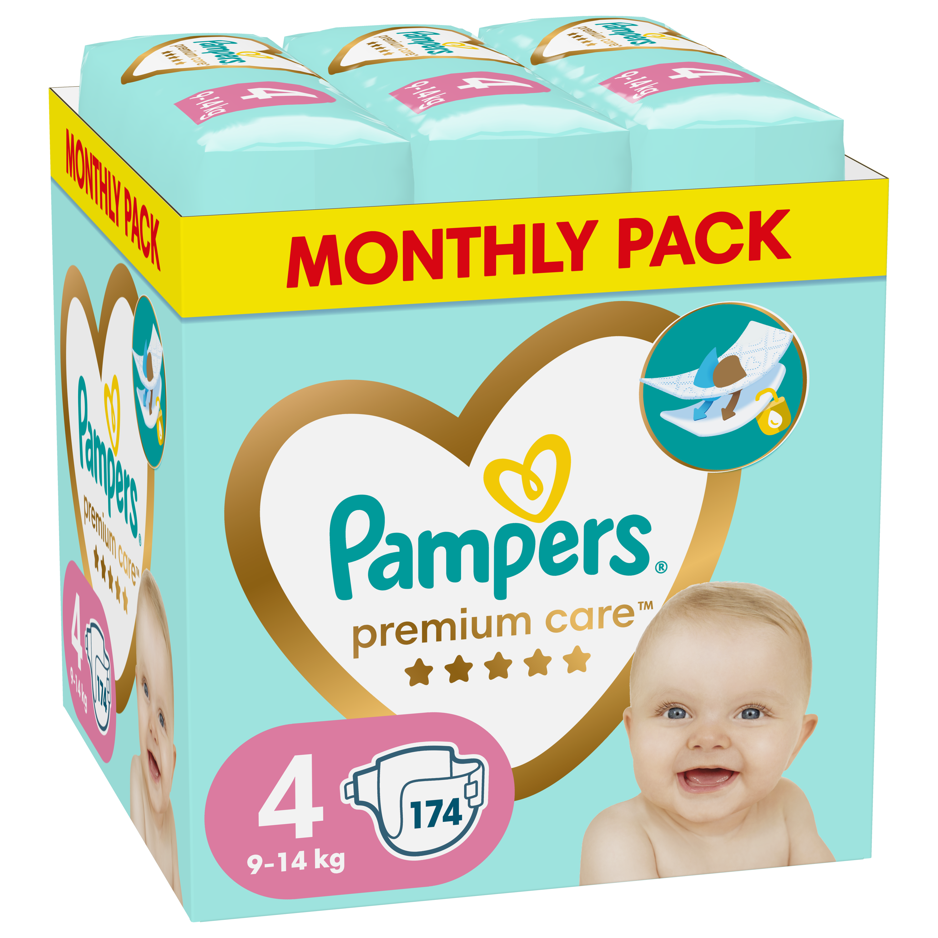 Sauskelnės Pampers Premium Care, dydis, 9–14 kg, 174 vnt