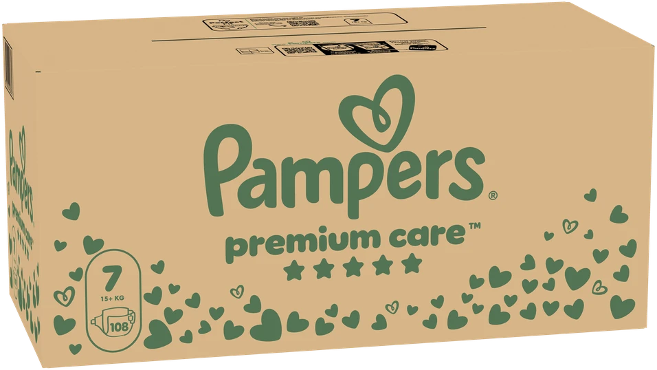 Sauskelnės Pampers Premium Care Tape, 7 dydis, 15+ kg, 108 vnt.
