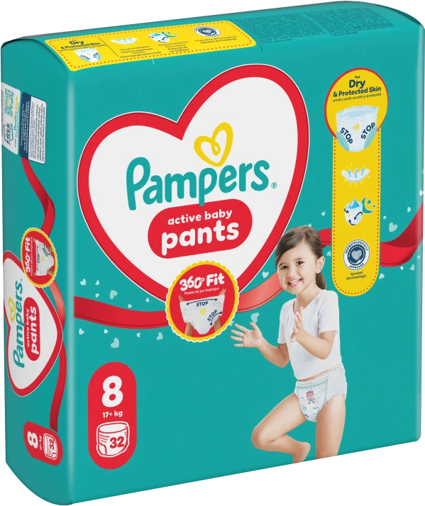Sauskelnės-kelnaitės Pampers Pants, 8 dydis, 17+ kg, 32 vnt.
