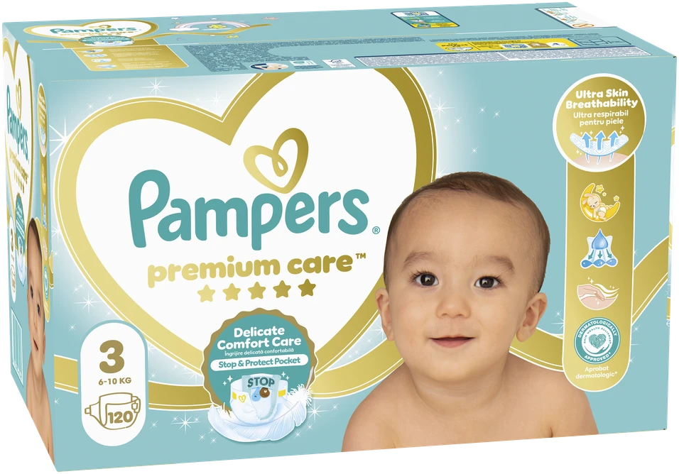 Sauskelnės Pampers Premium Care 3 Dydis (Midi), 5–9 Kg, 120vnt.