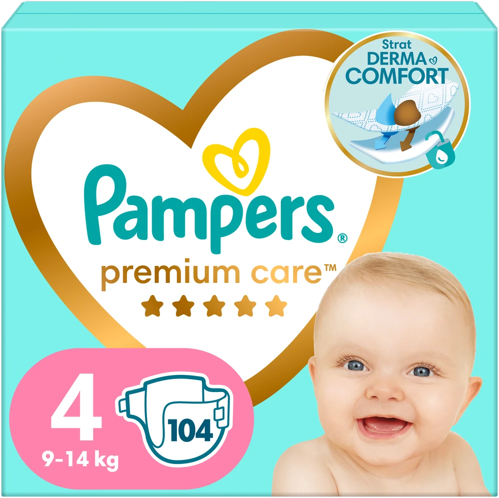 Sauskelnės Pampers Premium Care, 4 dydis, 8–14kg, 104 vnt.