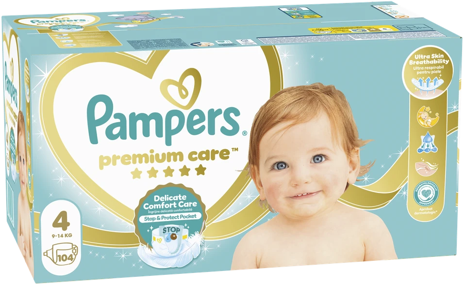 Sauskelnės Pampers Premium Care, 4 dydis, 8–14kg, 104 vnt.