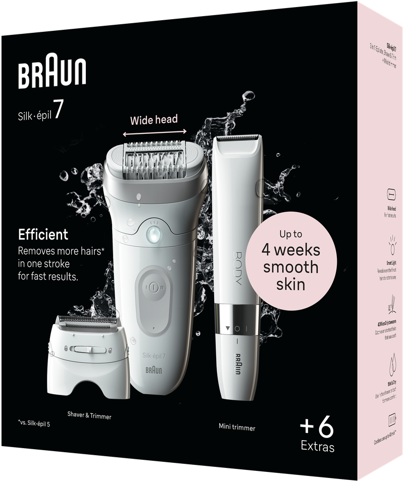 Braun Silk-épil 7 7-441 balta ir-sidabrinė