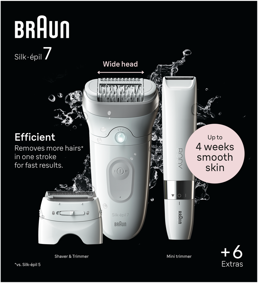 Braun Silk-épil 7 7-441 balta ir-sidabrinė