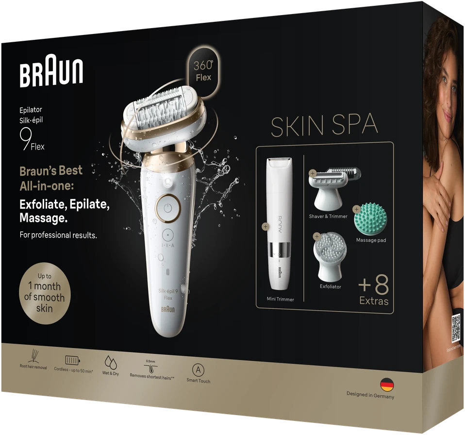 Epiliatorius Braun Silk•épil 9 Flex SkinSpa SES9-481 3D, aukso sp./balta sp.