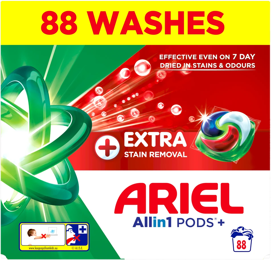 Skalbimo kapsulės Ariel All-in-1 Pods+ Extra Clean Power, (88 skalbimai)