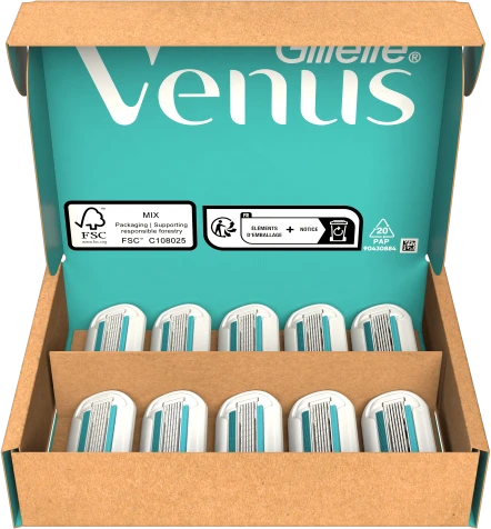 Skustuvo moterims Gillette Venus Deluxe Smooth Sensitive keičiamos galvutės, 10 vnt.