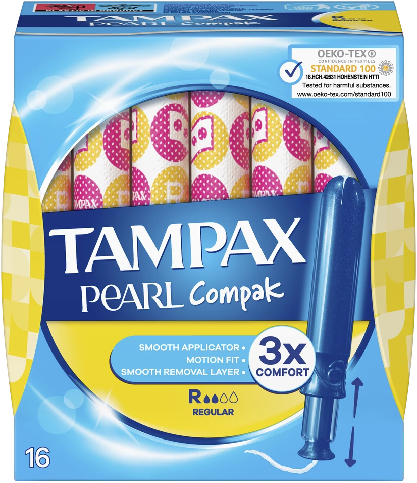 Tampax Compak Pearl Regular Tamponai Su Aplikatoriumi, 16 vnt.