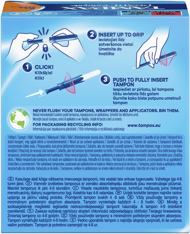 Tampax Compak Pearl Super Plus Tamponai Su Aplikatoriumi, 16 vnt.