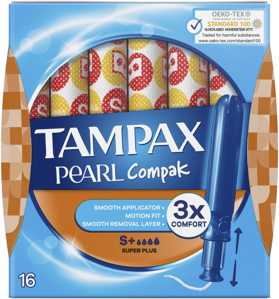 Tampax Compak Pearl Super Plus Tamponai Su Aplikatoriumi, 16 vnt.