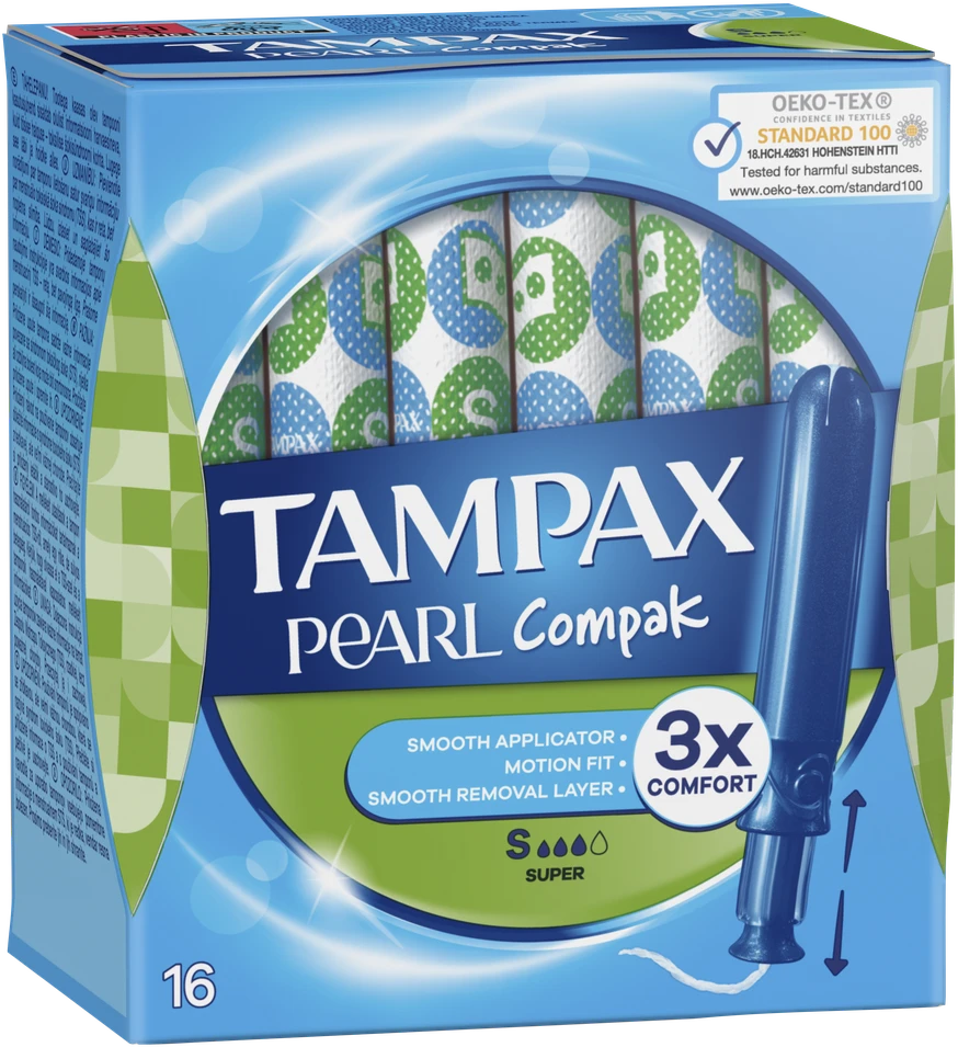 Tampax Compak Pearl Super Tamponai Su Aplikatoriumi, 16 vnt.