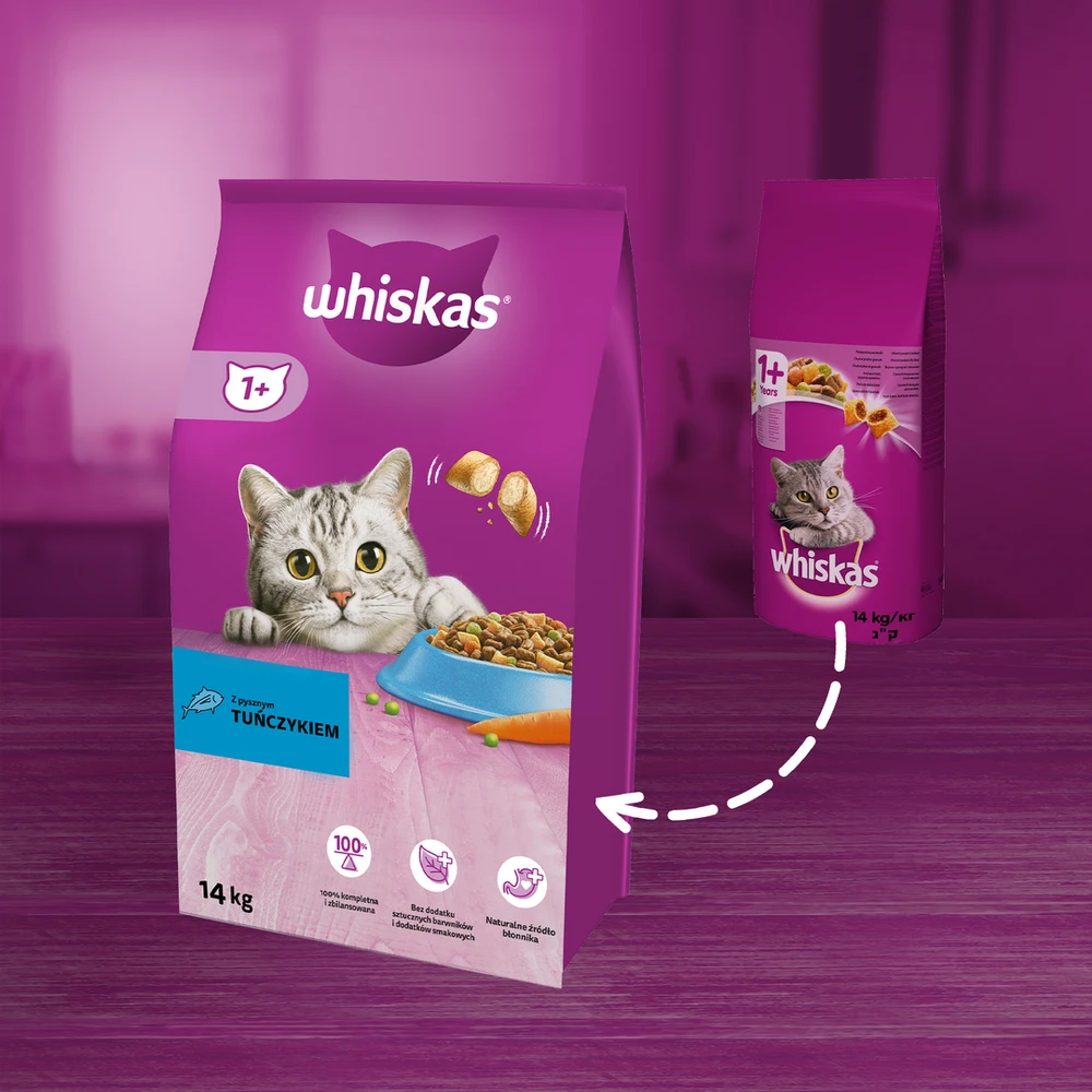 Whiskas Cat Adult su Tunu ir Daržovėmis 14kg
