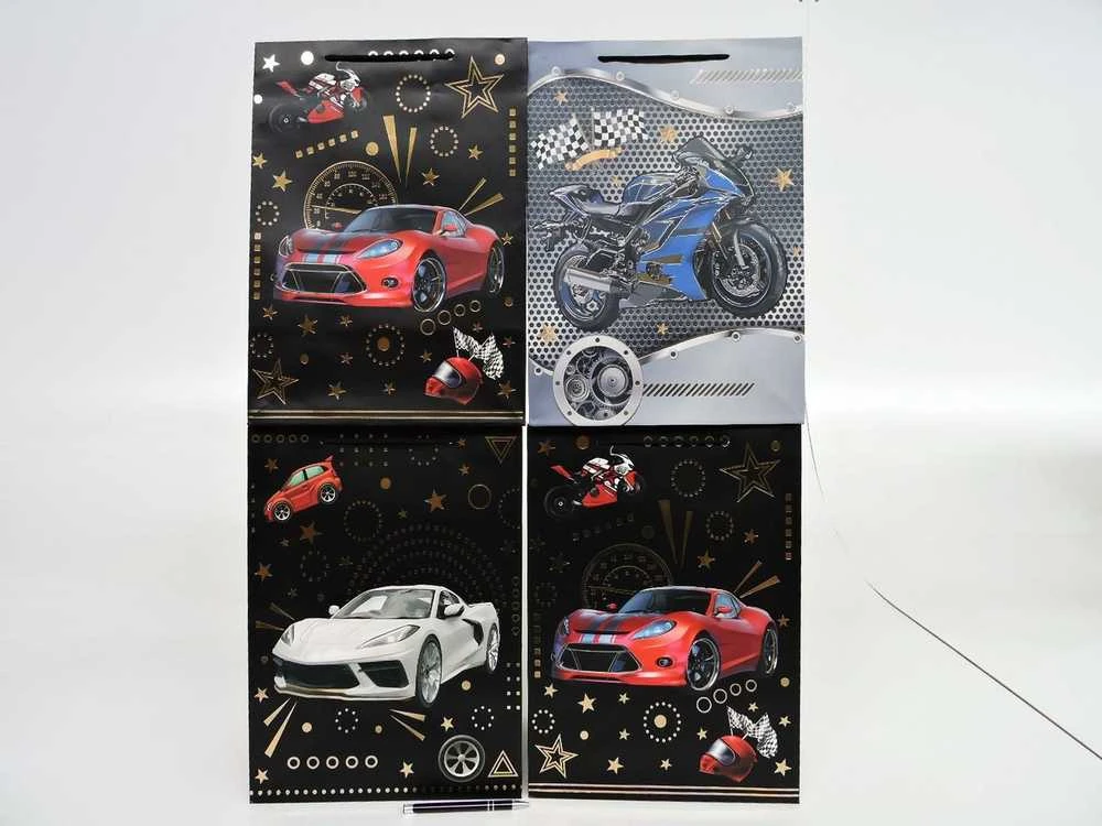 Dovanų maišeliai su automobilių ir motociklų grafika
