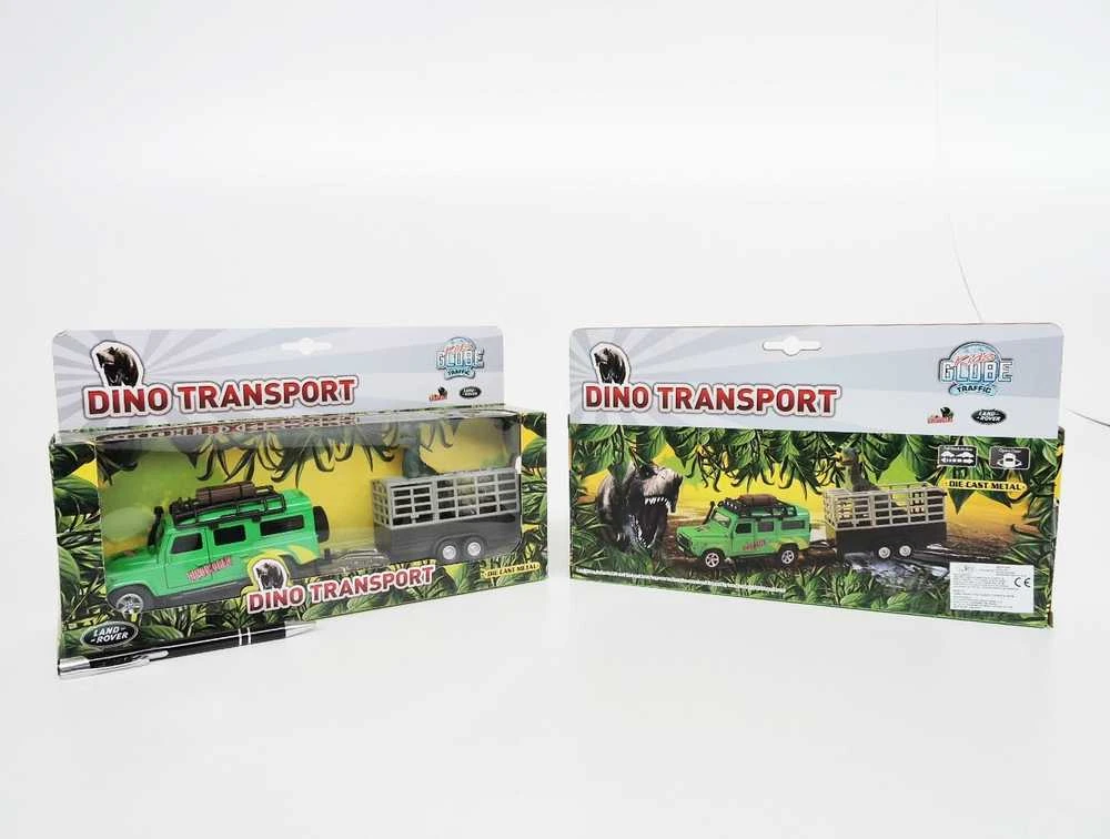 Lean Cars Automobilis Land Rover su transporteriu Dinosaur Metal 520178