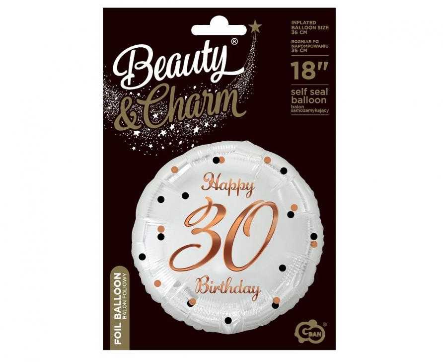 GoDan BALON foliowy Happy 30 Birthday balta 18 cali