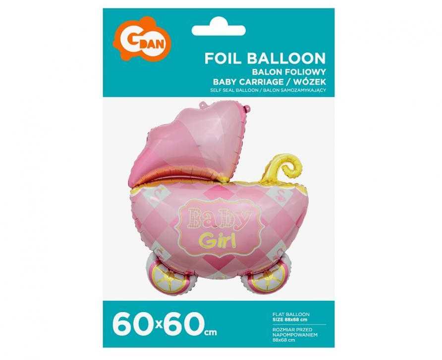 GoDan BALON foliowy Vežimėlis rožinis 60 cm