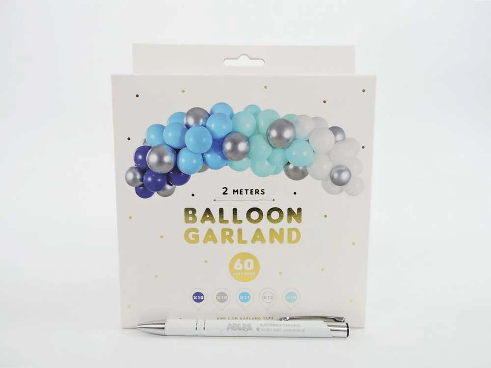 PartyDeco Mėlyna Balionų girlianda "Mėlyna" (60vnt, 200cm)
