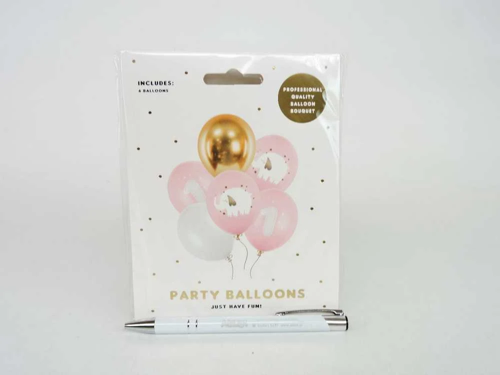 PartyDeco Balionai "One Year", pastelinė rožinė (6vnt)