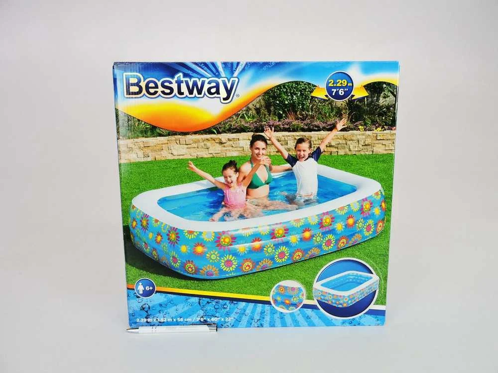 Bestway Vaikiškas pripučiamas baseinas, mėlynos spalvos, 229x152x56cm