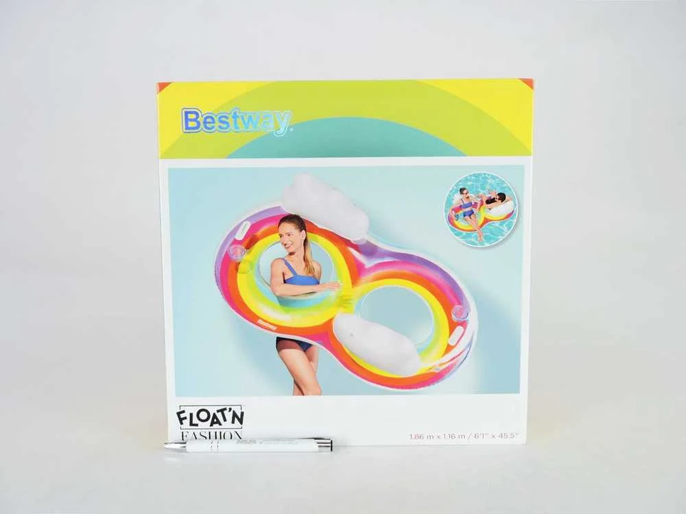 Dvigubas plaukimo ratas Bestway Rainbow Dreams, 186 x 116 cm