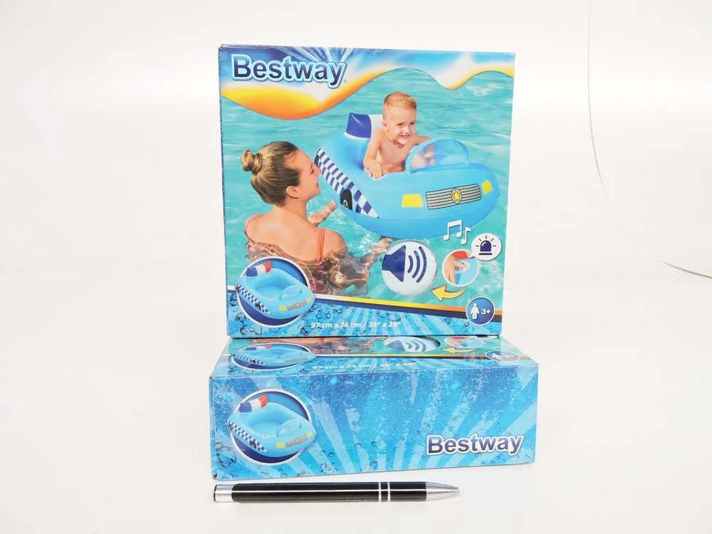 BESTWAY Funspeakers pripučiamas vaikiškas plaustas Police Car su garsu, 97cm x 74cm, 34153