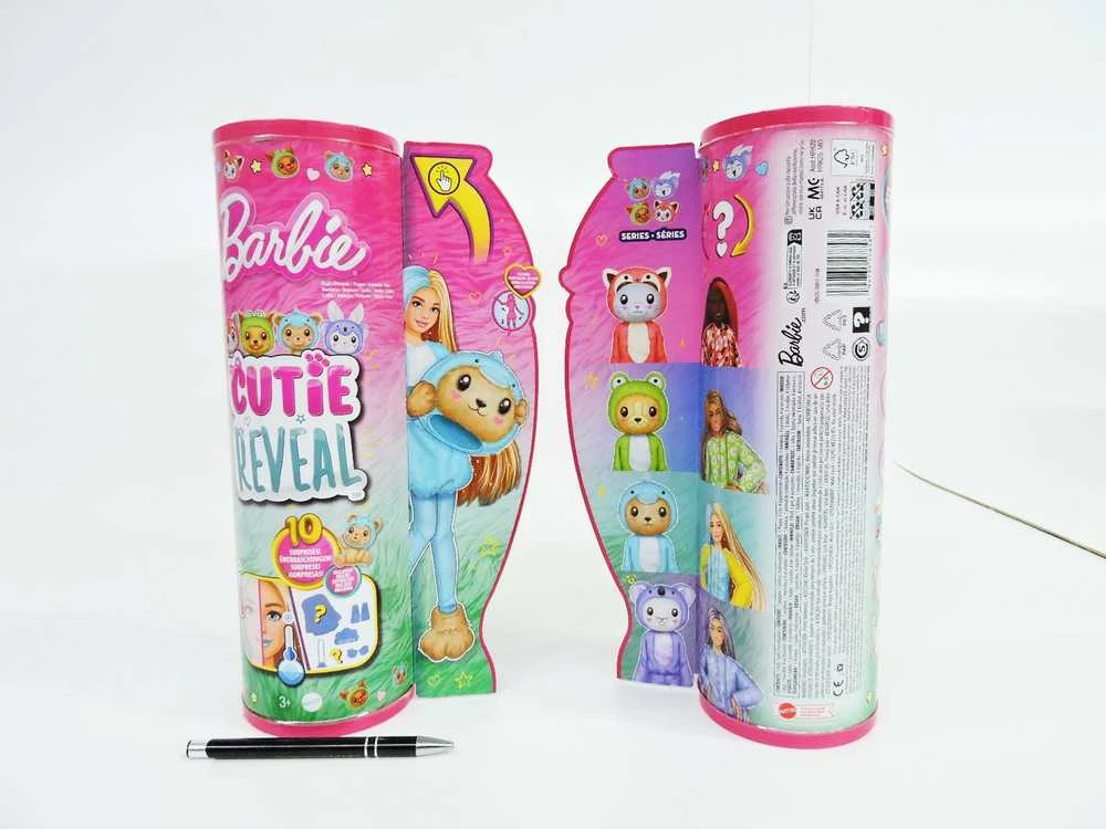 Barbės „Cutie Reveal“ rinkinys, minkštutėlių kostiumų serija - meškutis + delfinas